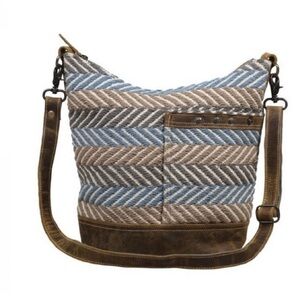 Myra Shoulder Bag - Blue Chip Shoulder Bag - Blues & Browns Leather Studs.